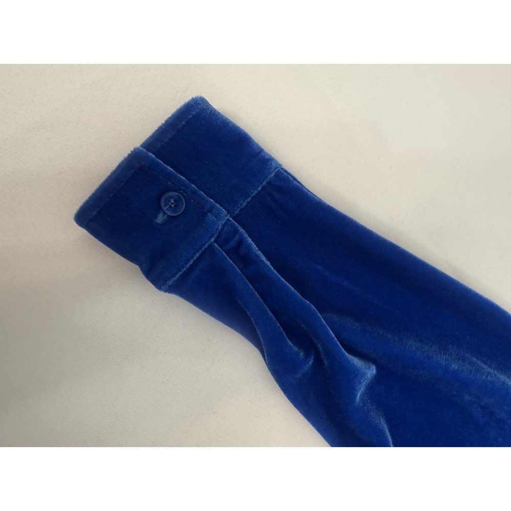 Soft Surroundings Blue Velvet Long Sleeve Button Top Shirt Womens Size XS Velour - Picture 6 of 10